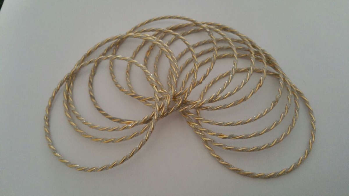 Indian Theme Bangle Set Glitter 12 pc - 4 x 8 (medium)