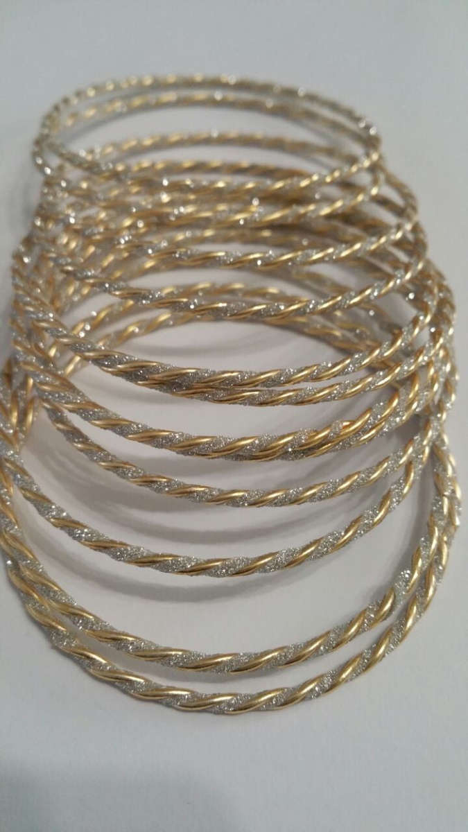 Indian Theme Bangle Set Glitter 12 pc - 4 x 8 (medium)