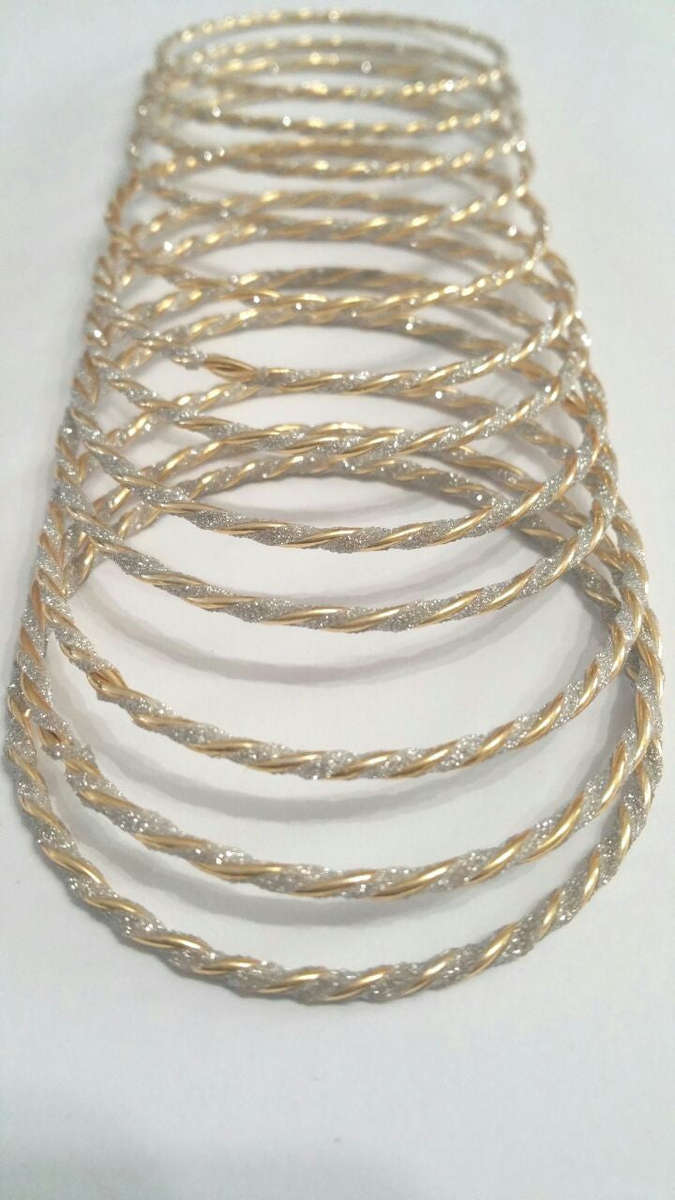 Indian Theme Bangle Set Glitter 12 pc - 4 x 8 (medium)