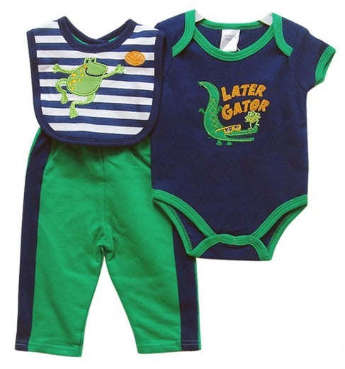 BOYS 3PC SET FROG - 3-6 months
