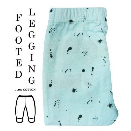 100% COTTON LEGGINGS 'MINT GALAXY' - 0-3 months