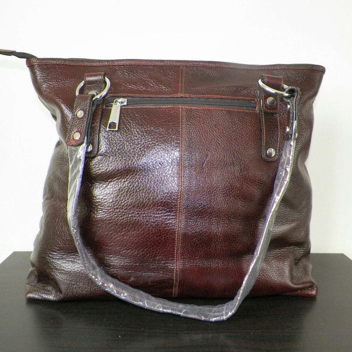 100% Genuine Buffalo Leather Strapped Everyday Handbag - Champagne Brown