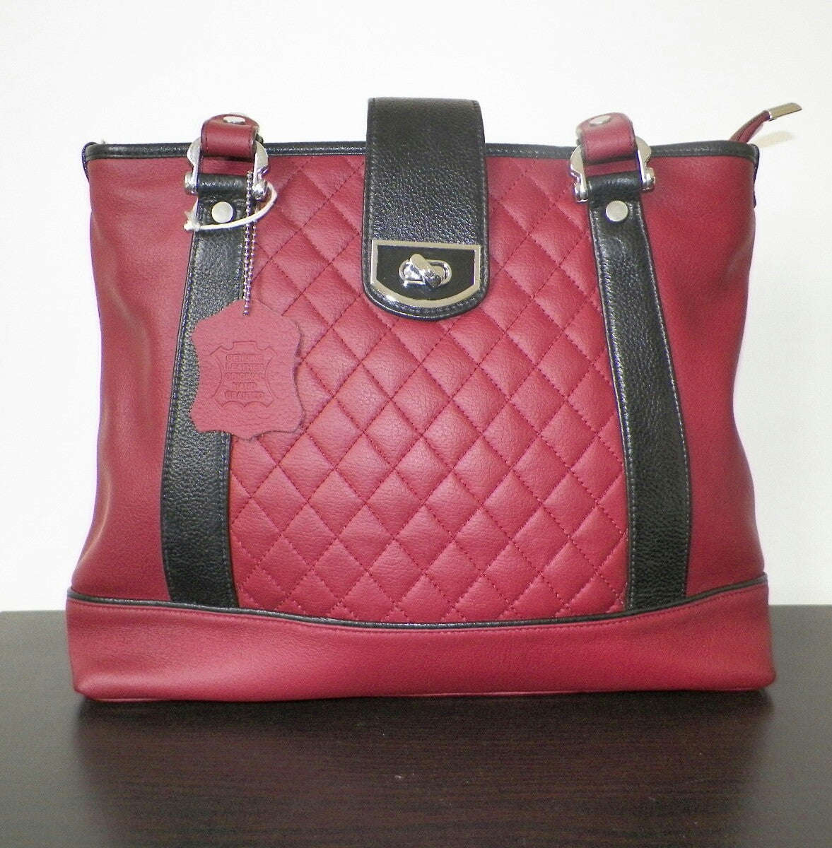 100% Genuine Buffalo Leather Elegant  Everyday Handbag - Brick Red