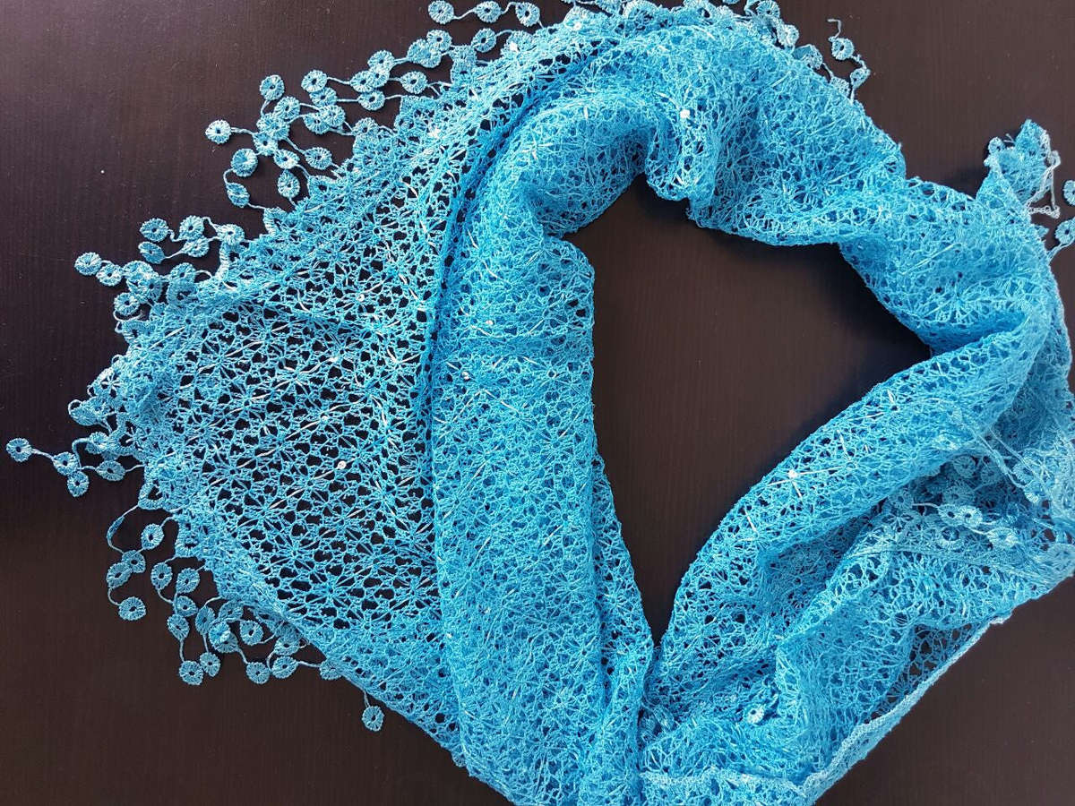 Triangle Netted Scarfs - Navy Blue