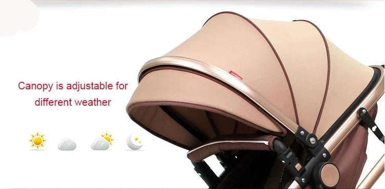 Baby Pram Stroller - 3 Function Foldable Baby Pram with Car Seat- Khaki Chocolate