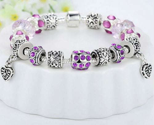Crystal Charm Bracelet - Purple