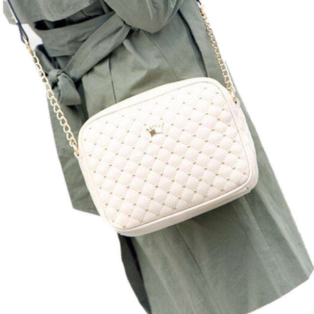 Studded Messenger Sling Bag - White