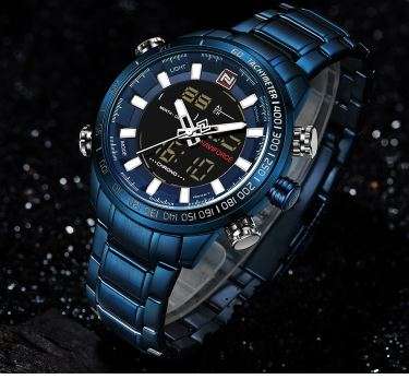 Men's Dual Display Naviforce Watch - Blue