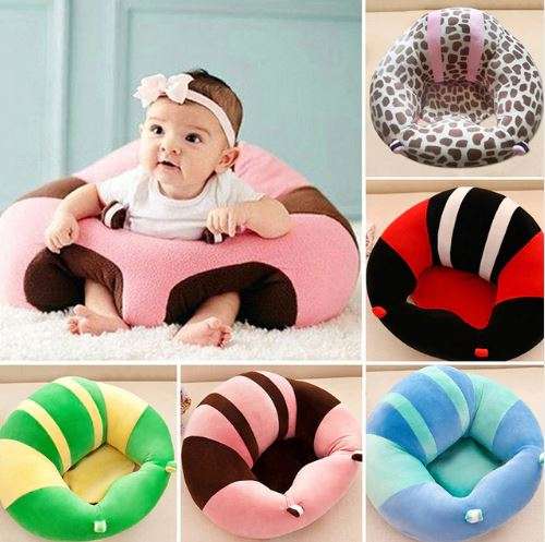 BABY SEAT SUPPORT SIT UP CHAIR SOFA PLUSH PILLOW - Black