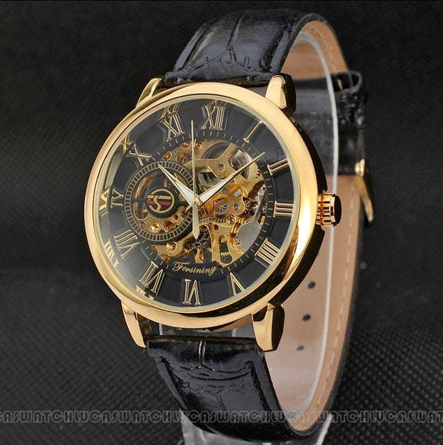 Automatic Skeleton Mechanical Watches - Black Gold Black