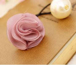 Rose and Pearl Hair Tie - Pink