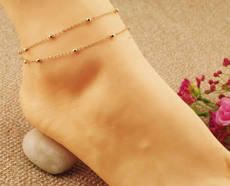 Summer Styled Beaded Anklet - Gold