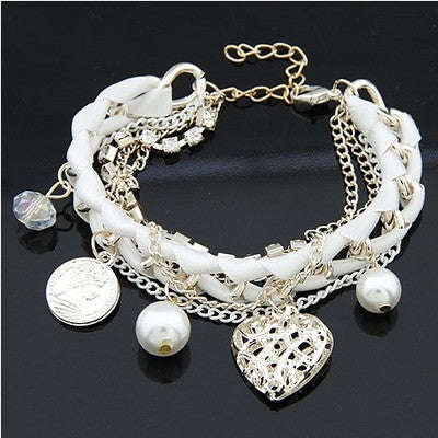 Weave Multi Layer Bracelets - White