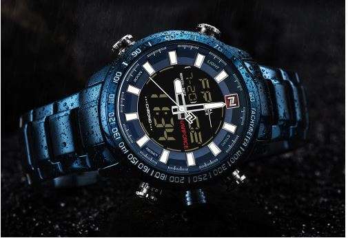 Men's Dual Display Naviforce Watch - Blue