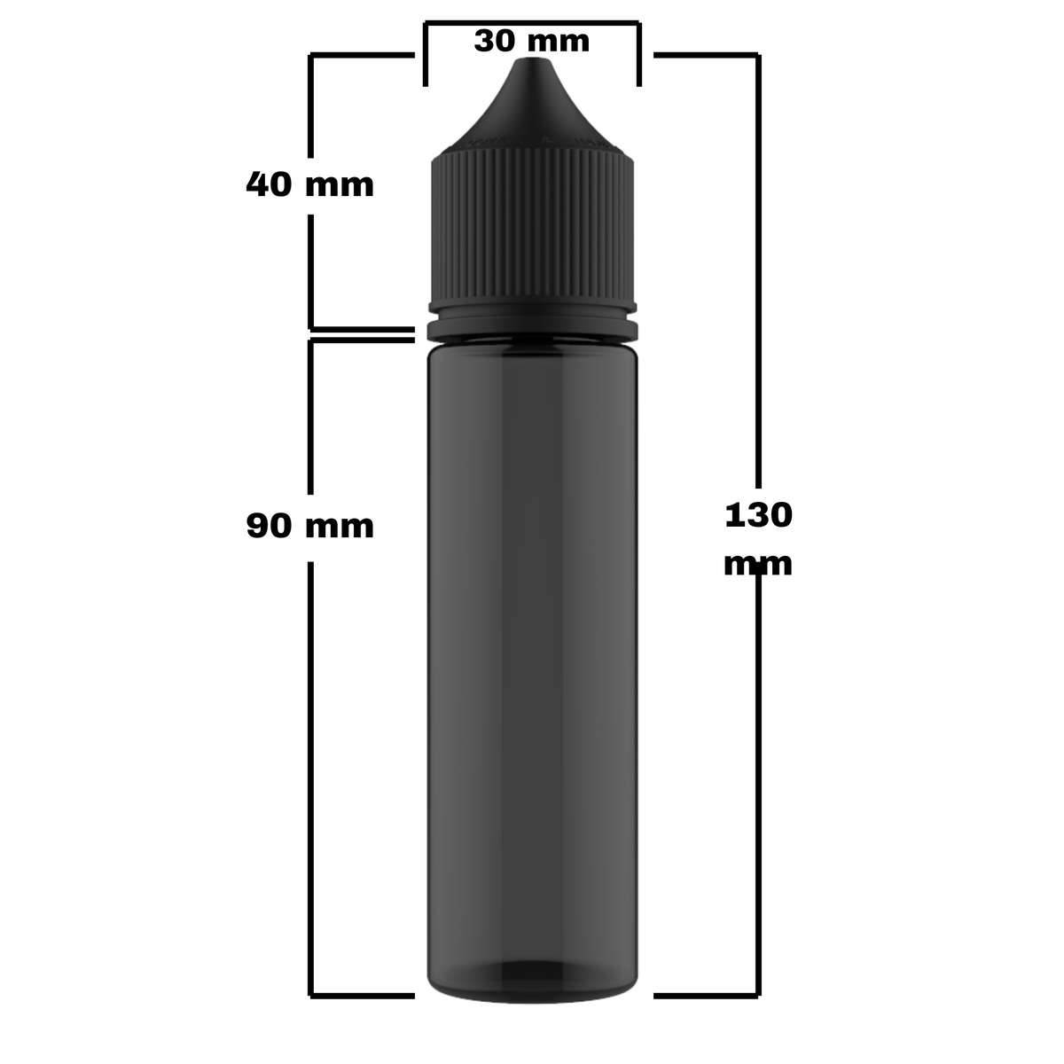 Chubby PET Bottle Black Transparent - 60ml (Tall)