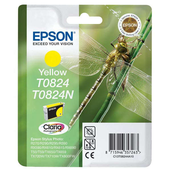 Epson - Ink - T0824 - Yellow - Dragonfly - Stylus Photo R270 / 290 / 390 / Rx590 / 610 / 690 / T5...