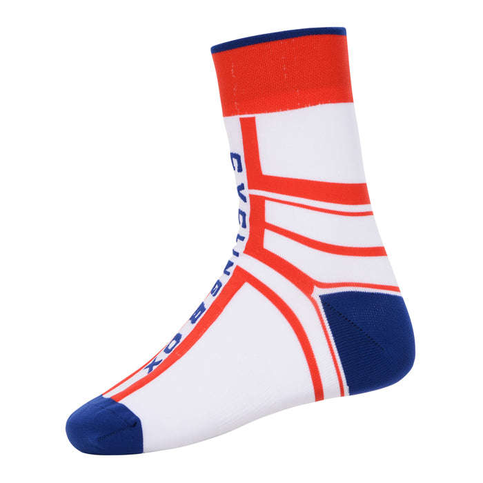 Cycling Box Protector Red Blue Socks - Sizes 5 - 11 UK feet