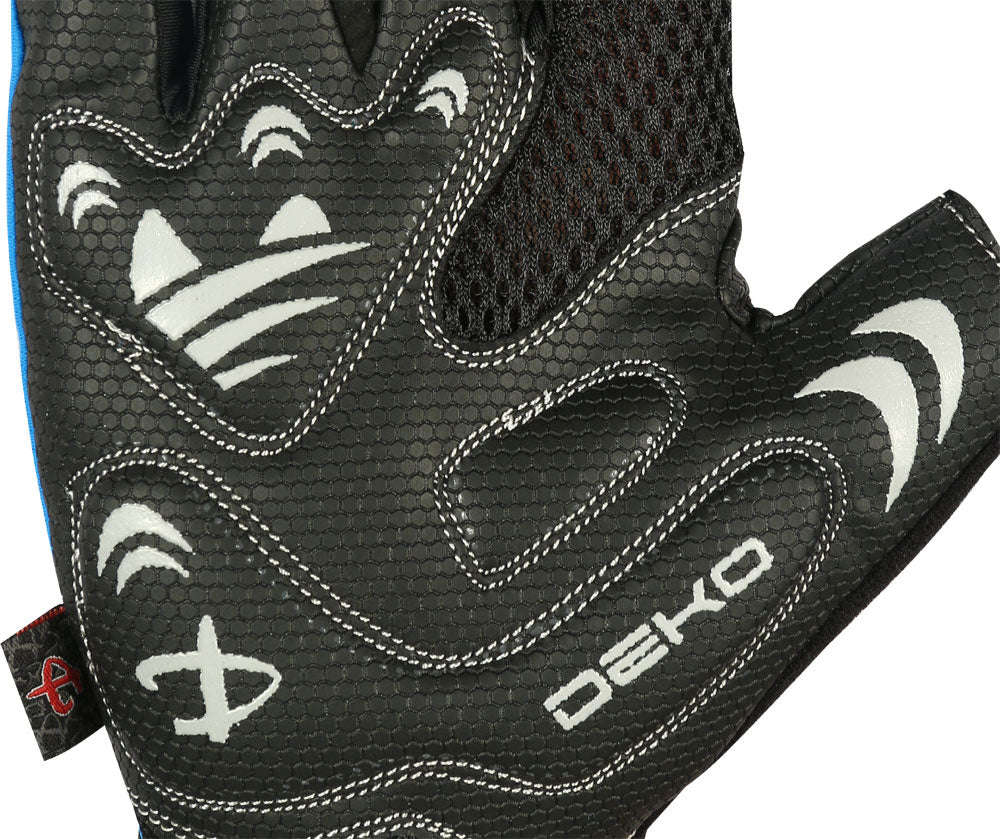 Deko Gloves Black and Blue with Gel Padding - Medium