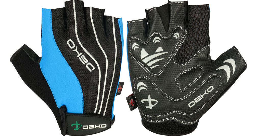 Deko Gloves Black and Blue with Gel Padding - Medium