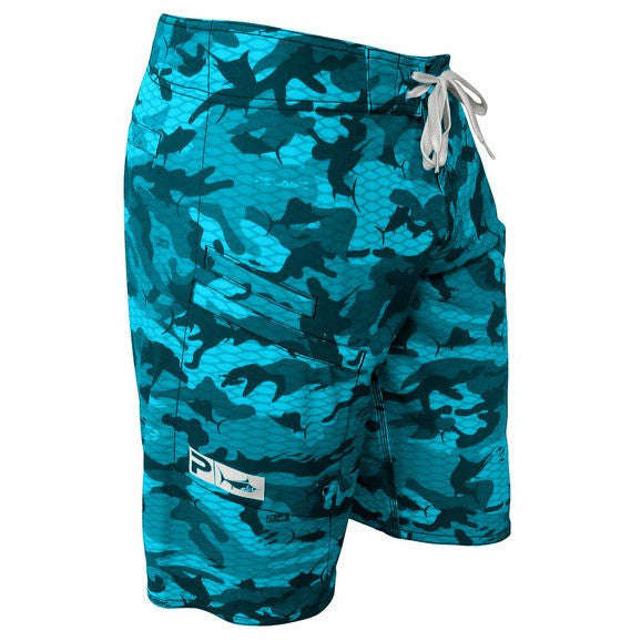 Pelagic 4 Tek Boardshort - Fish Camo Aqua - Fish Camo Aqua / 40