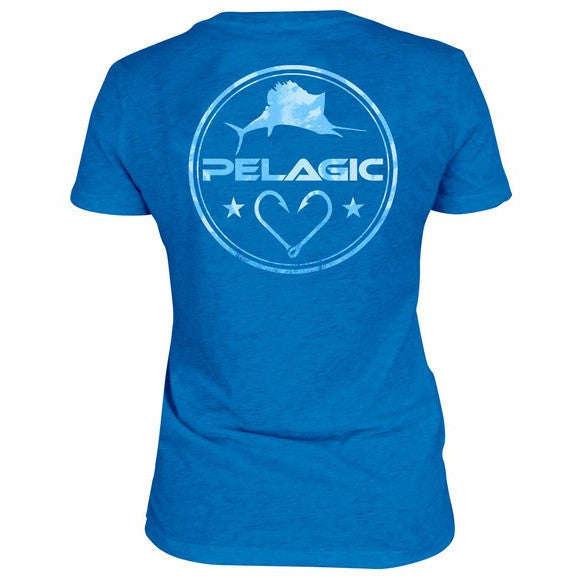 Pelagic Makai V-Neck Tee - Heather Blue / M