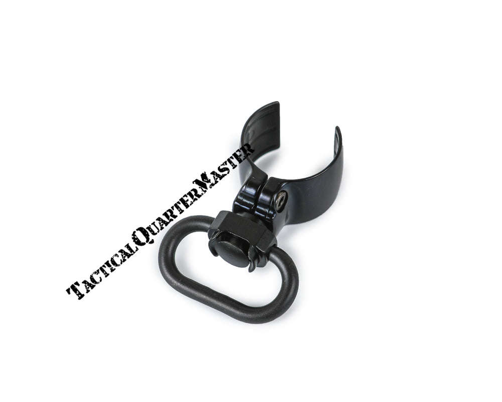 PUSH & GO SLING SWIVEL +CLAMP COLLAR. SLIM. 6X23MM: SHINY BLACK FOR SHOTGUNS