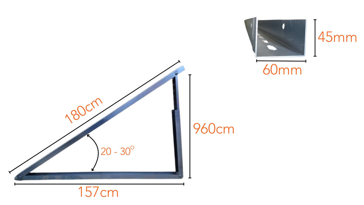 Solar Panel tilt kit - to raise the rear of the solar panel with around 20º to 32º.