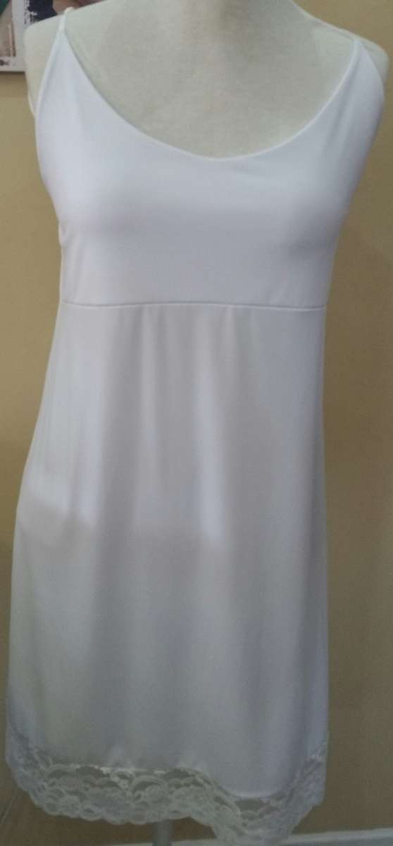 Choclate Lace White strappy under dress - large