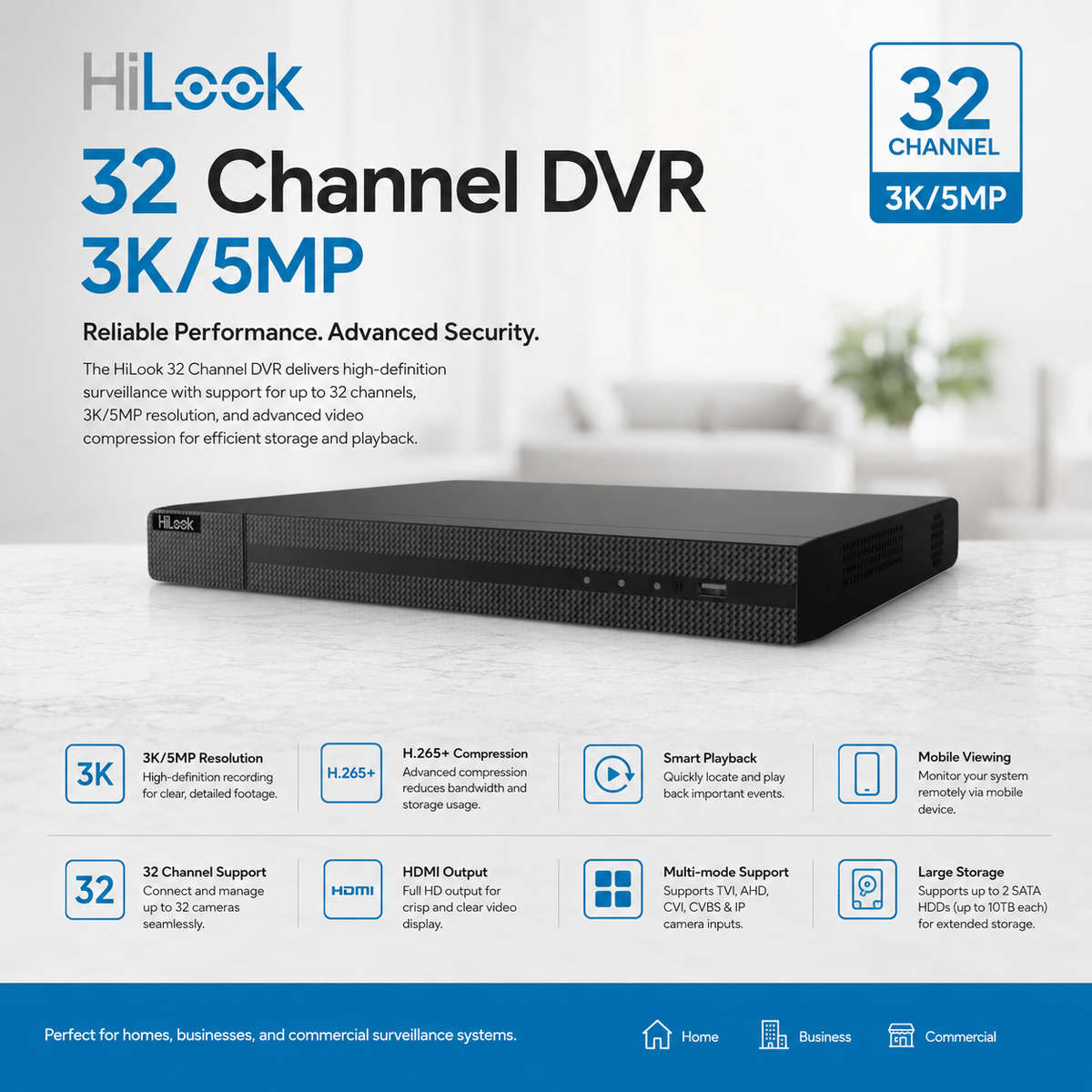 HiLook 32 Channel DVR - 3K/5MP