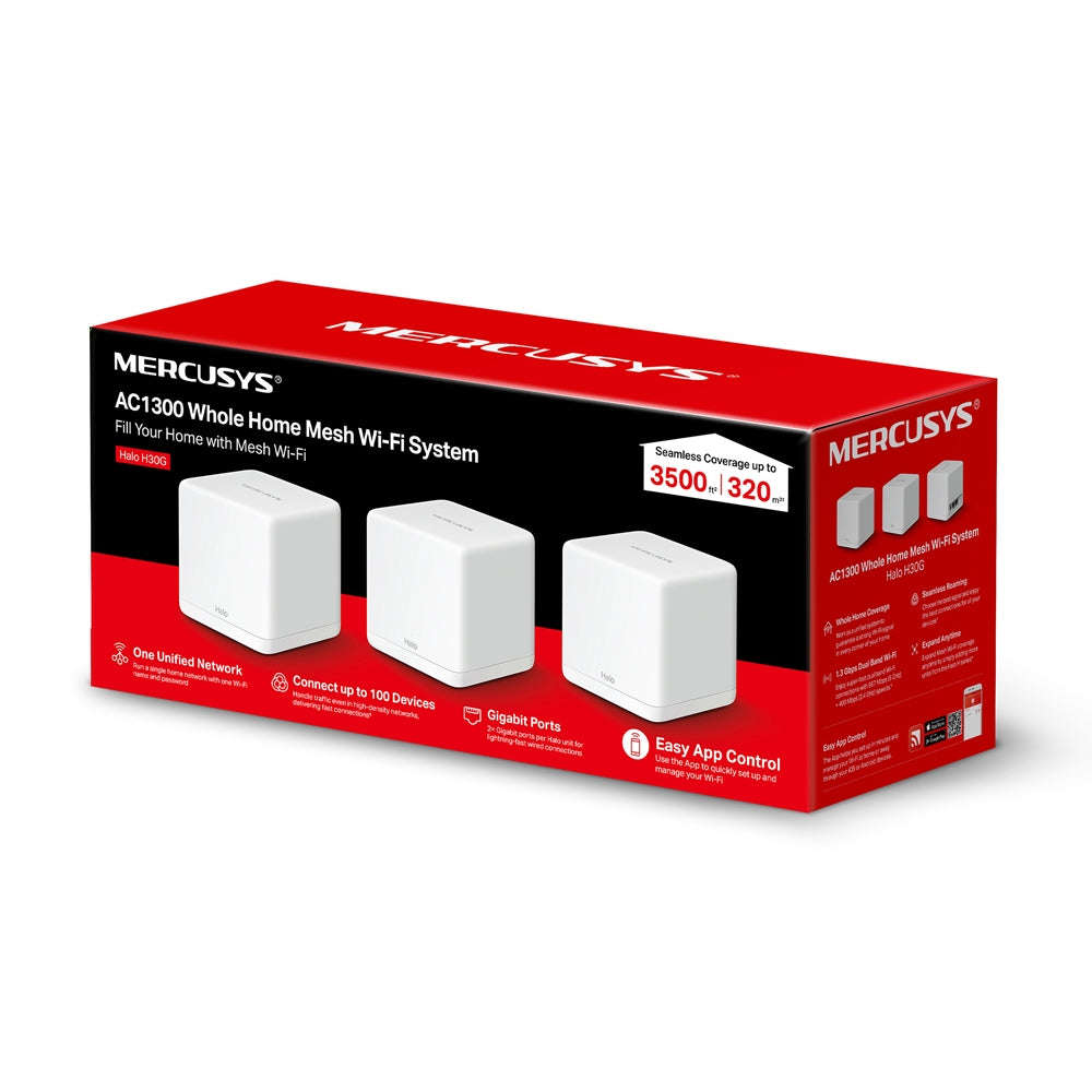 Mercusys Halo H30G AC1300 Whole Home Mesh Wi-Fi System 3-Pack