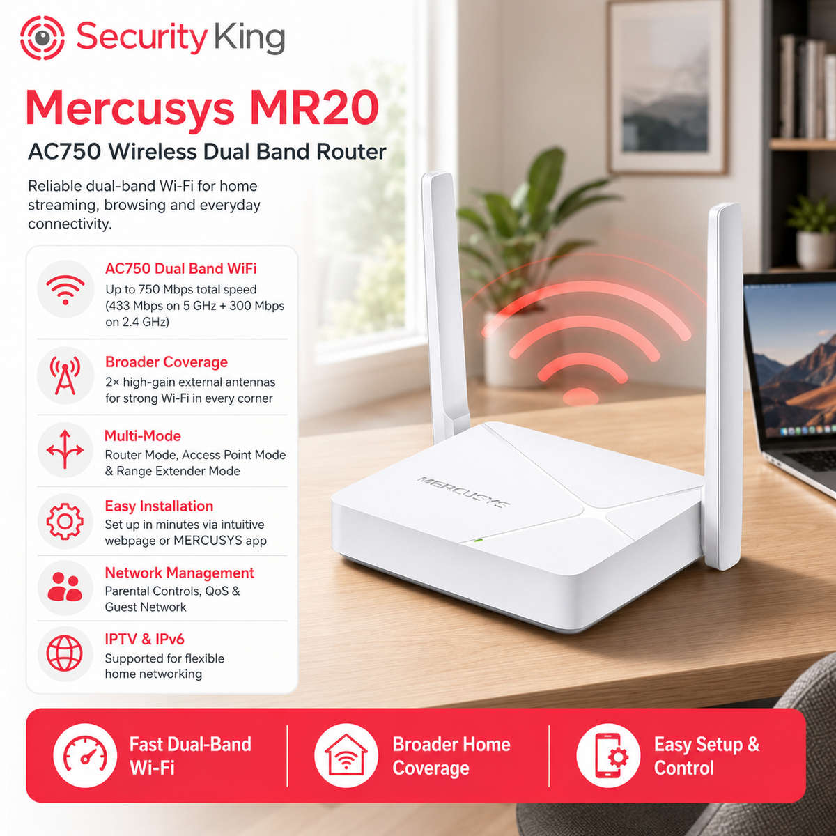 Mercusys MR20 AC750 Wireless Dual Band Router