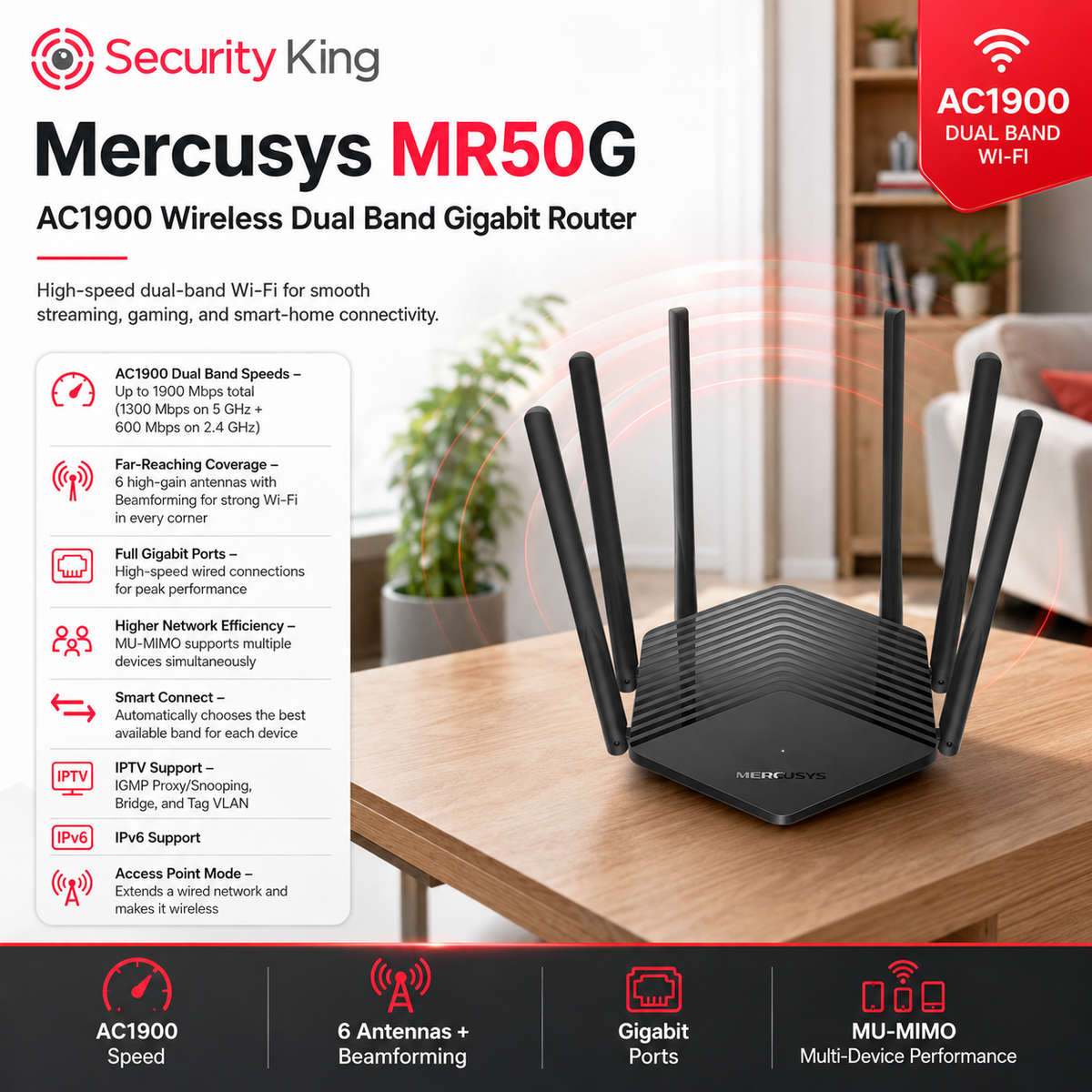 Mercusys MR50G AC1900 Wireless Dual Band Gigabit Router