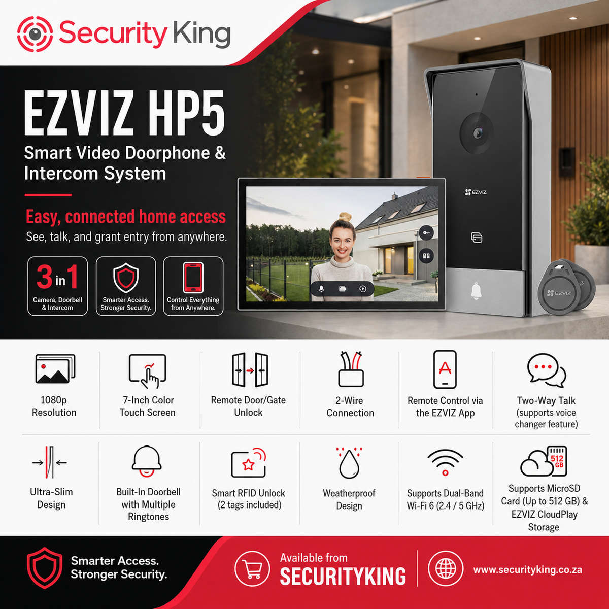 EZVIZ HP5 1080P WiFi Video Intercom Kit - 2 Wire