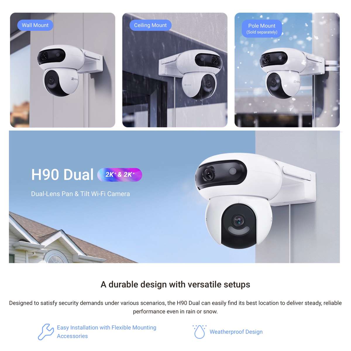 EZVIZ H90 Dual 4MP Dual-Lens Wi-Fi Camera
