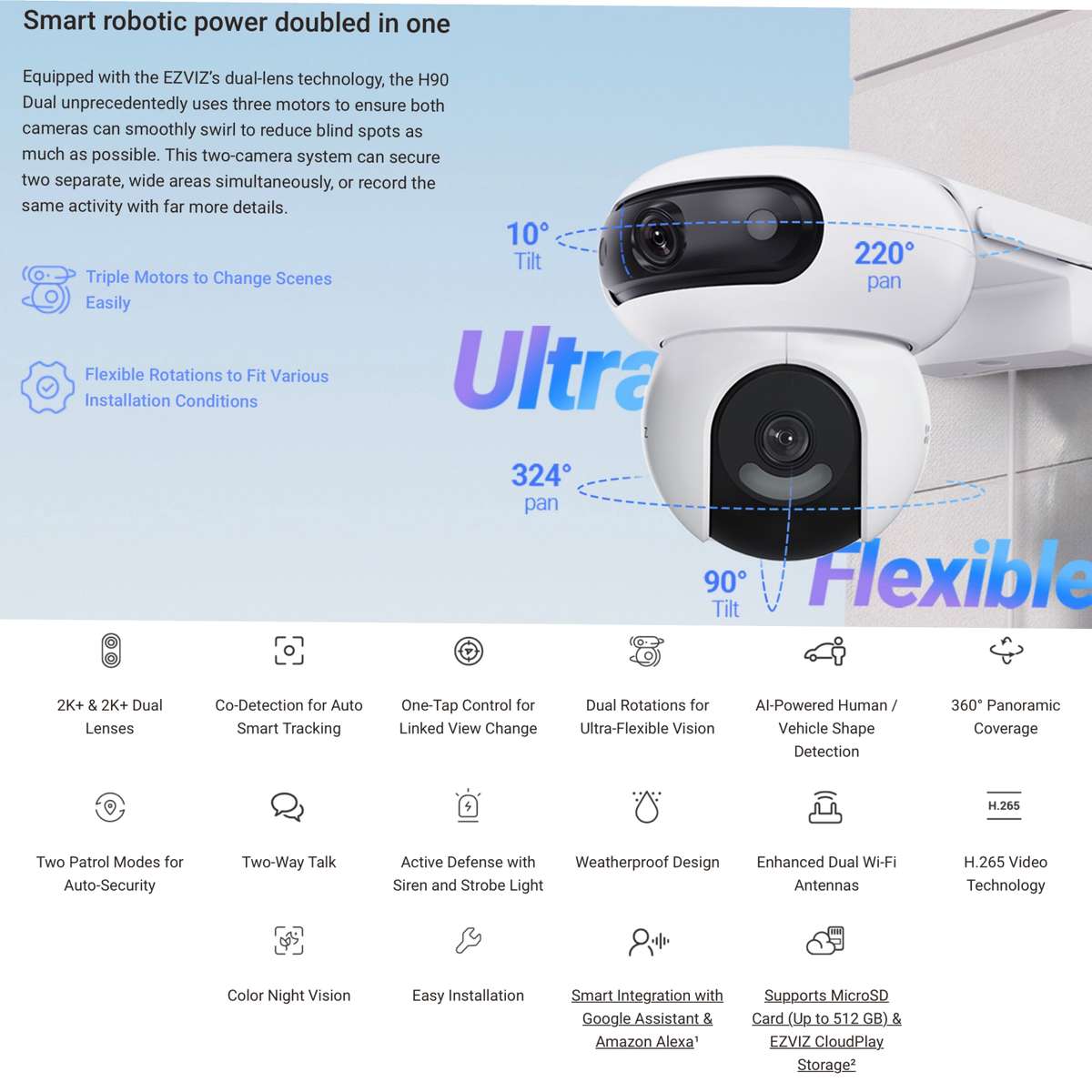 EZVIZ H90 Dual 4MP Dual-Lens Wi-Fi Camera