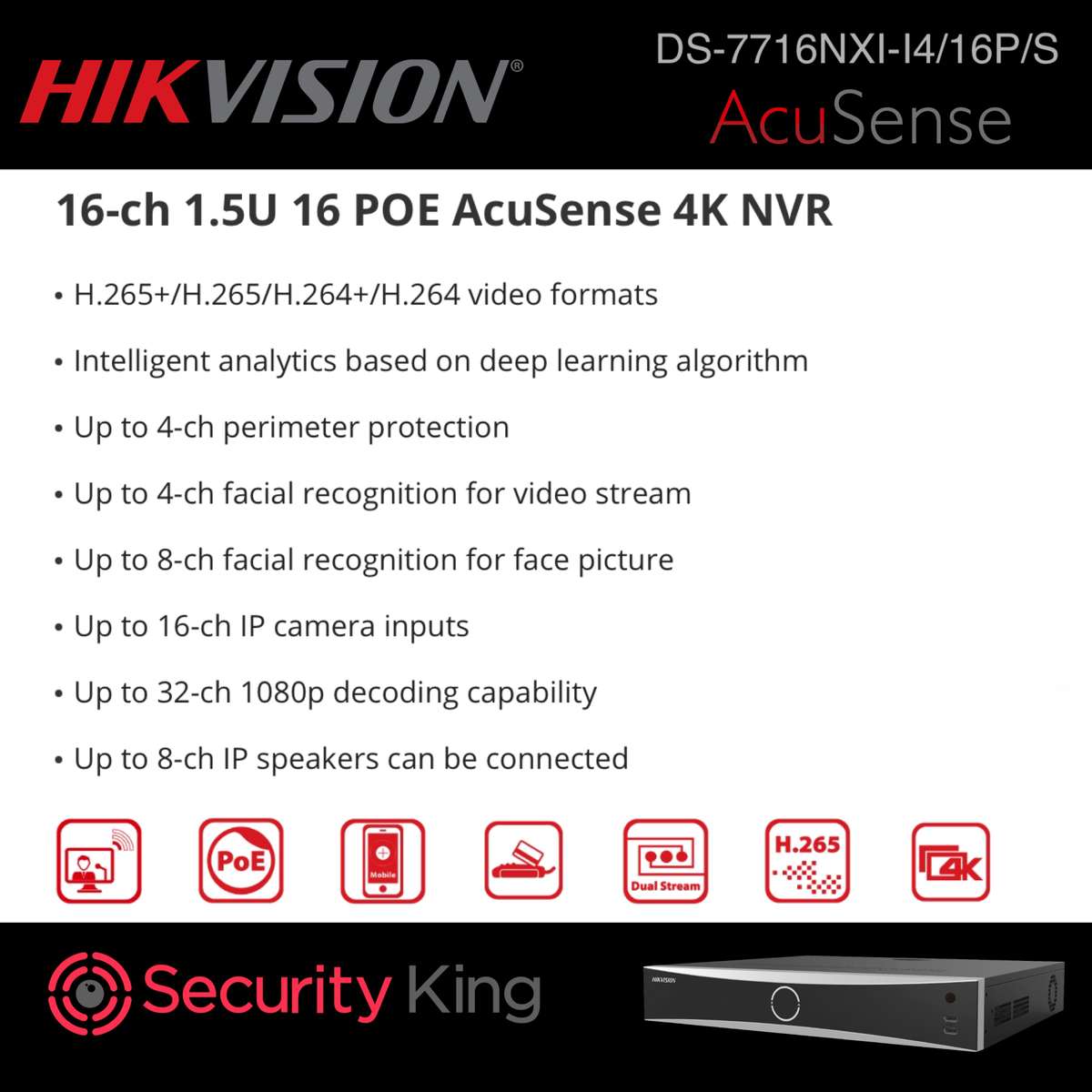 Hikvision 16 Channel Acusense POE 4K NVR