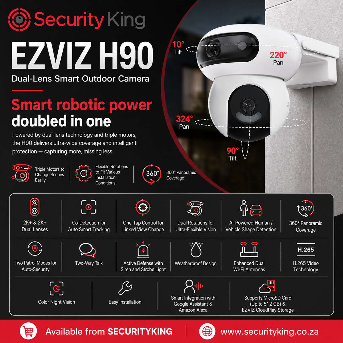 EZVIZ H90 Dual 4MP Dual-Lens Wi-Fi Camera