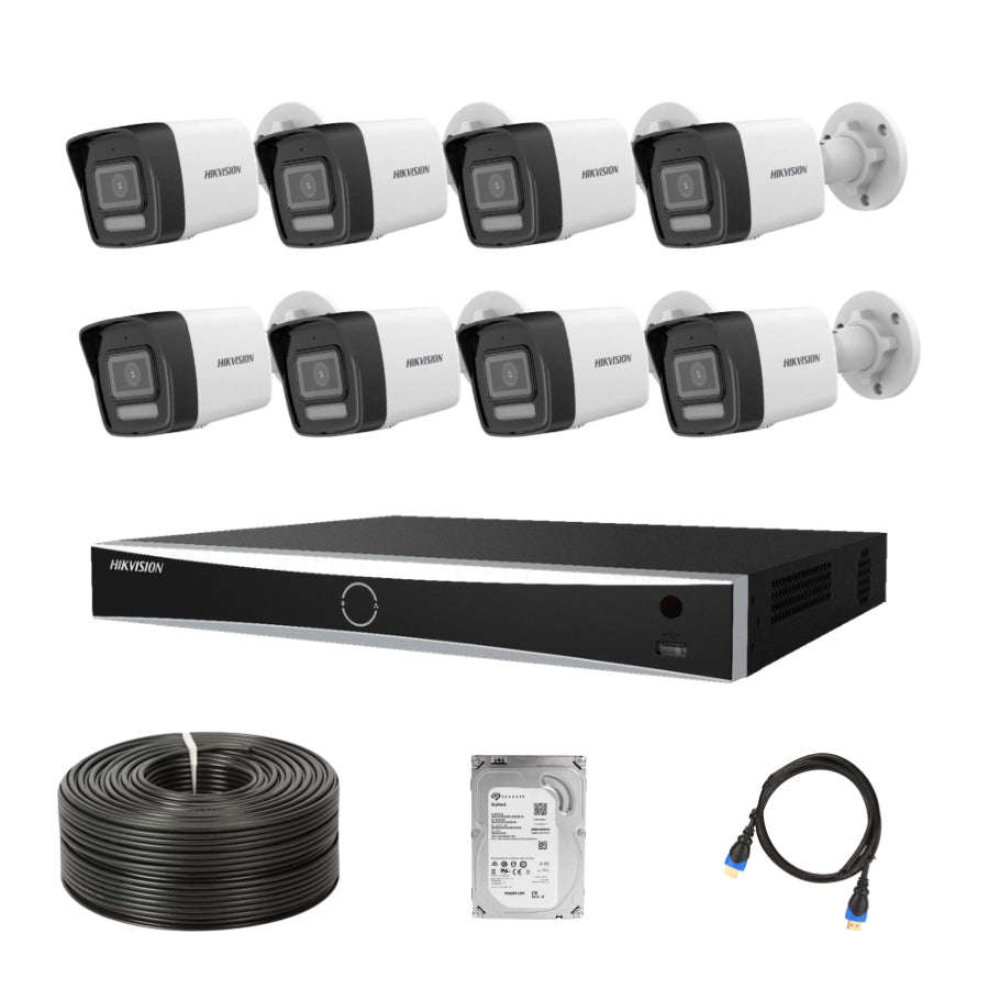 Hikvision 4MP 8 Channel AcuSense Audio IP Kit - Smart Hybrid