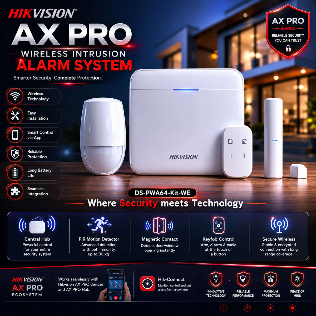 Hikvision AX PRO 64 Zone Alarm Starter Kit