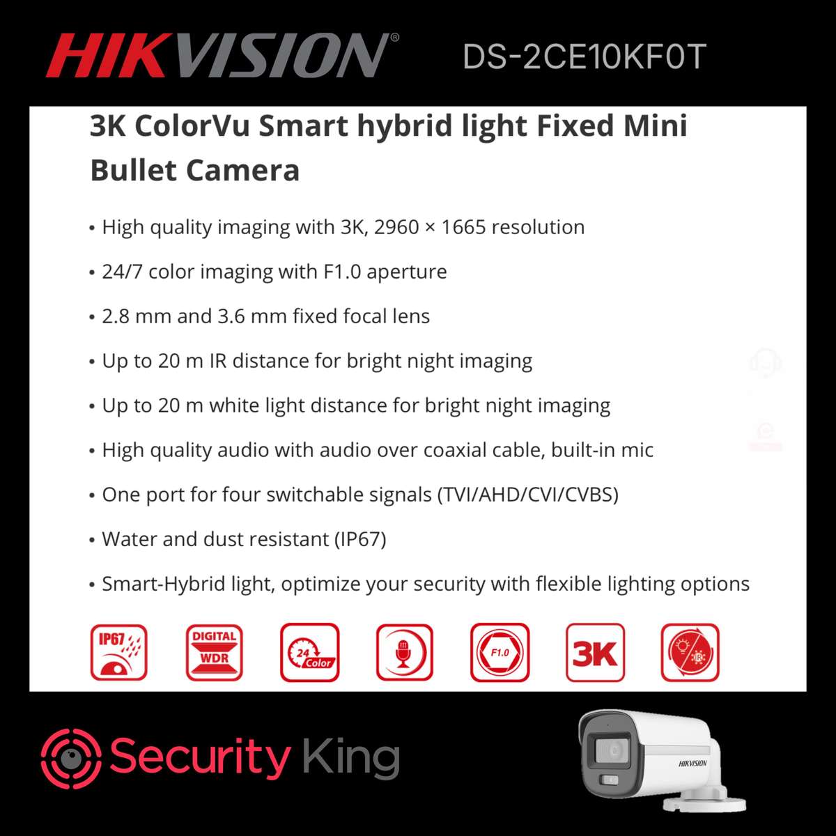 Hikvision 3K ColorVu 5MP Smart Hybrid Fixed Audio Bullet Camera