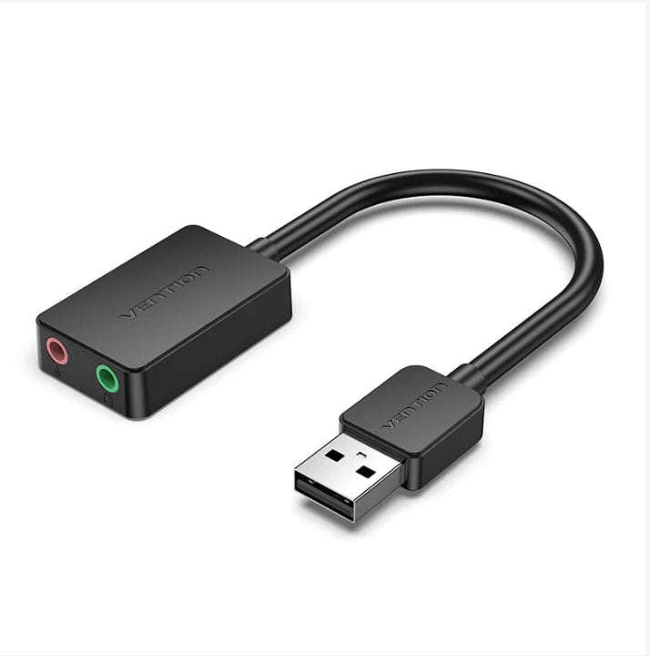 Vention 2-port USB External Sound Card 0.15M Black