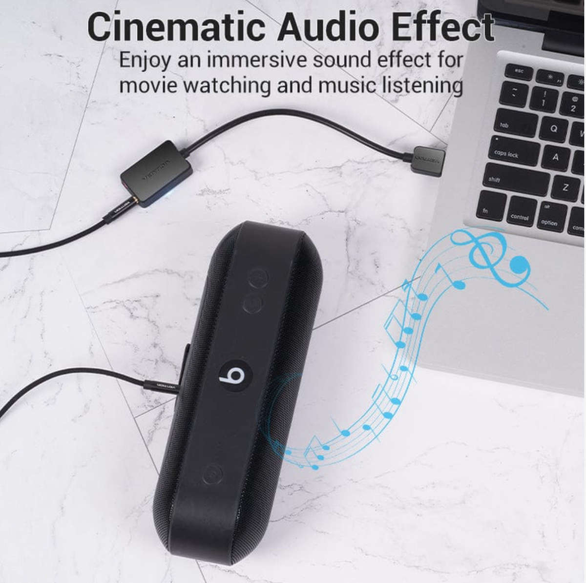 Vention 2-port USB External Sound Card 0.15M Black