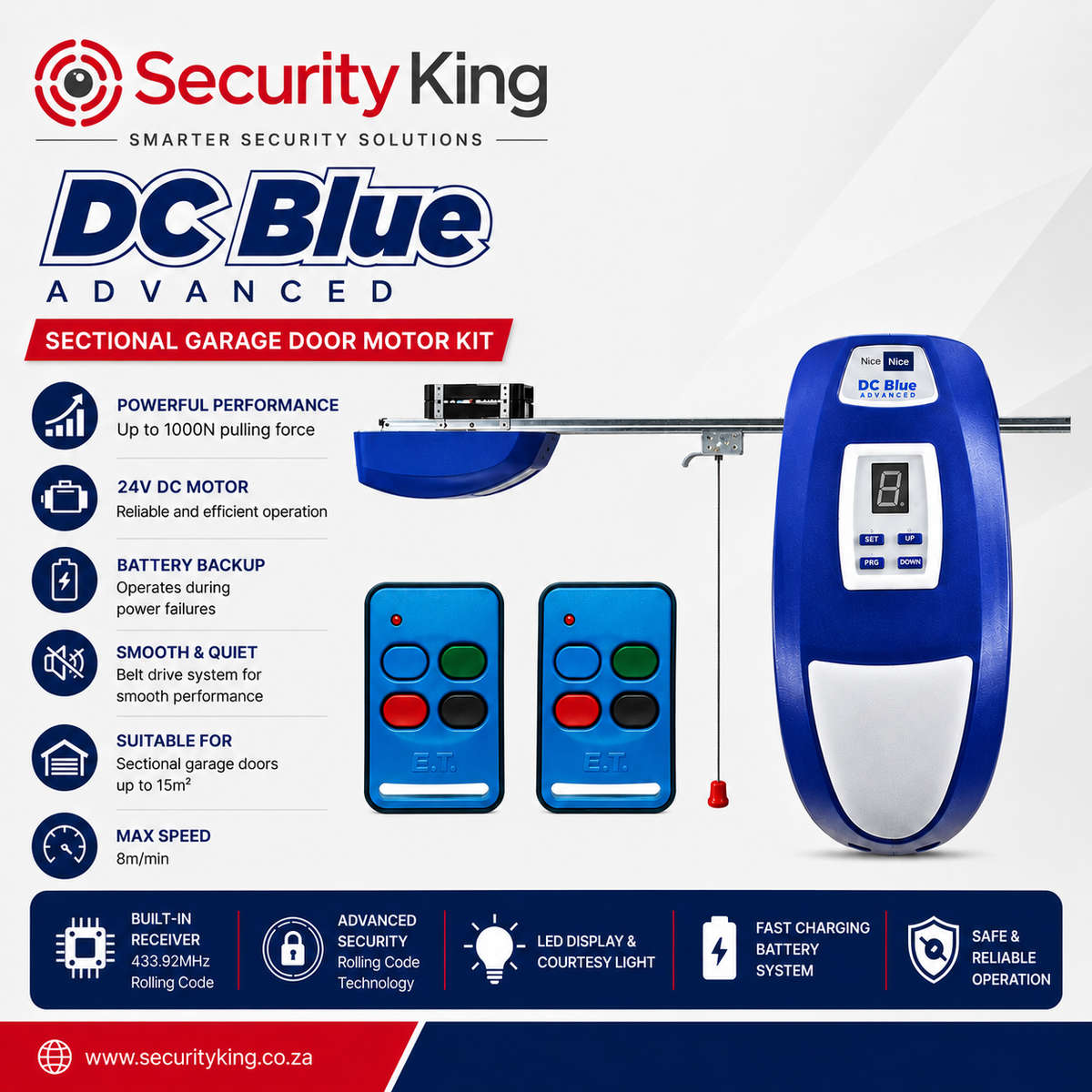 NICE DC Blue Advance Garage Motor Sectional Kit 3.2m