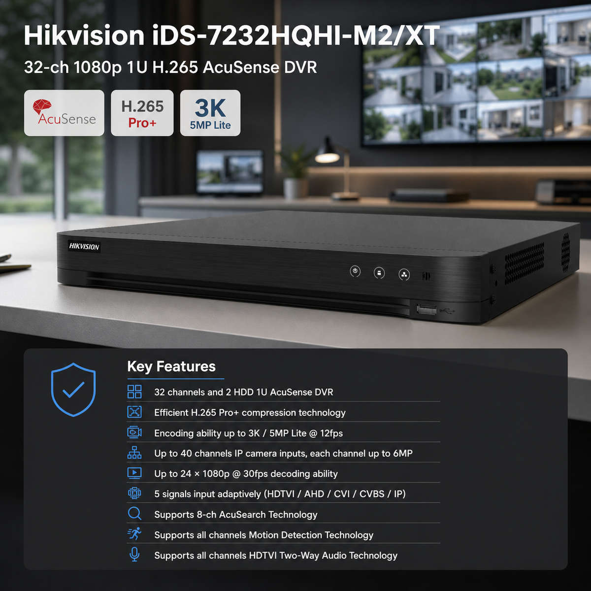Hikvision 32ch AcuSense 3K/5MP  DVR