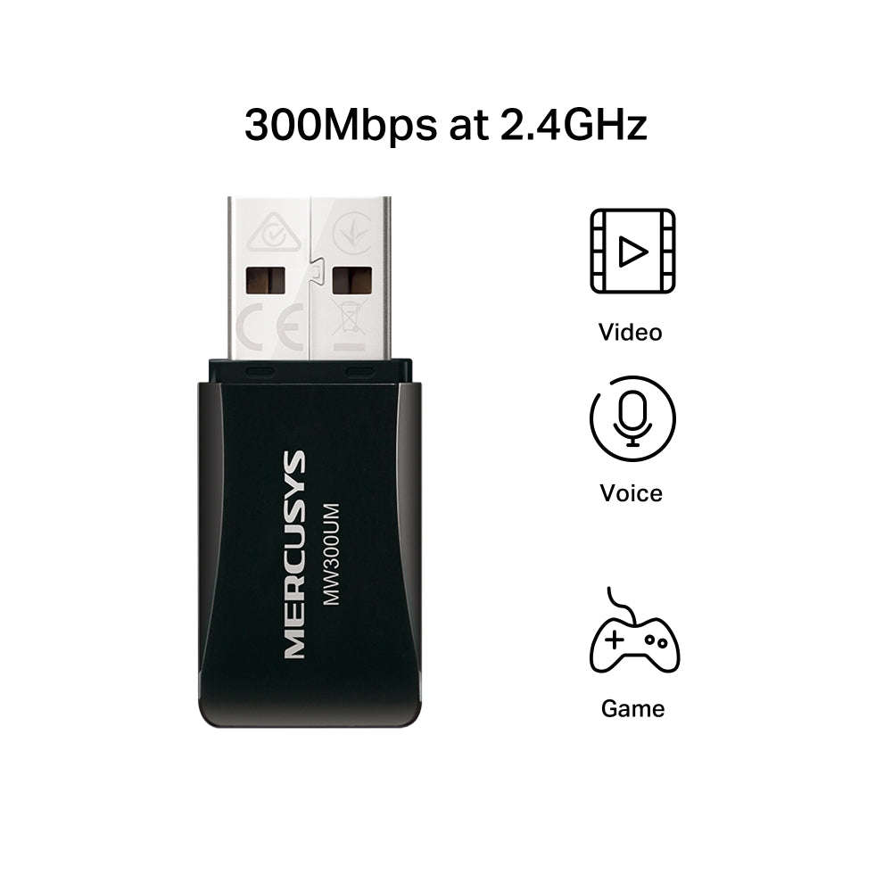 Mercusys MW300UM N300 Wireless Mini USB Adapter