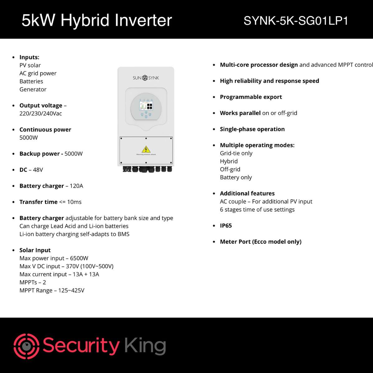 Sunsynk 5Kw Hybrid Inverter 48V