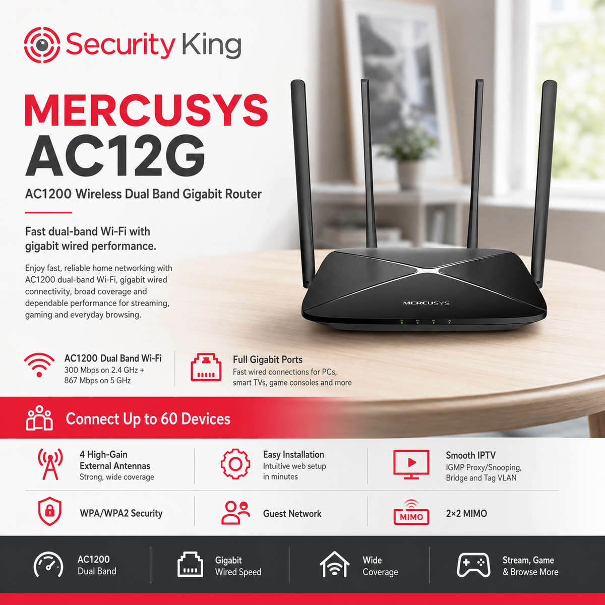 Mercusys AC12G AC1200 Wireless Dual Band Gigabit Router