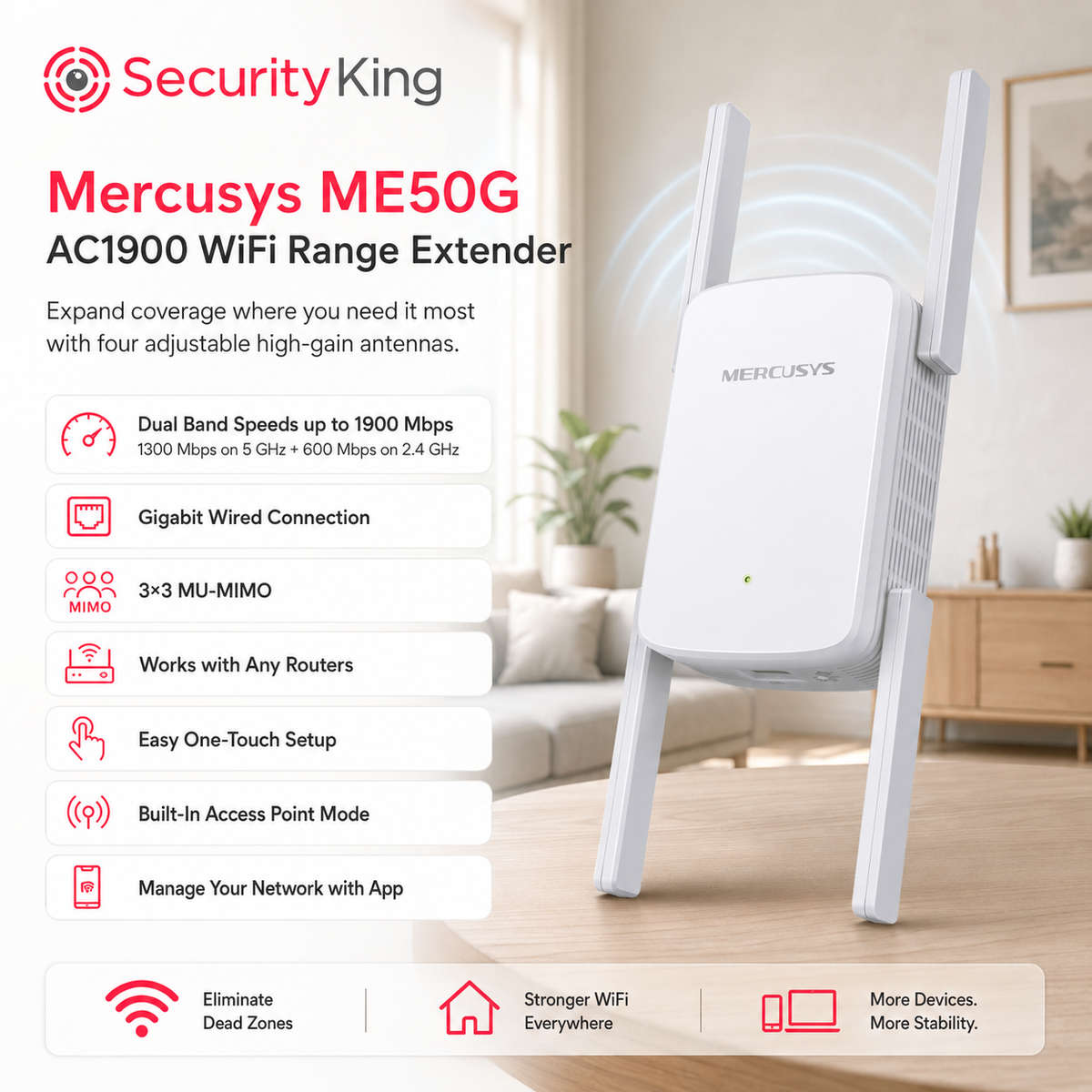 Mercusys ME50G AC1900 WiFi Range Extender