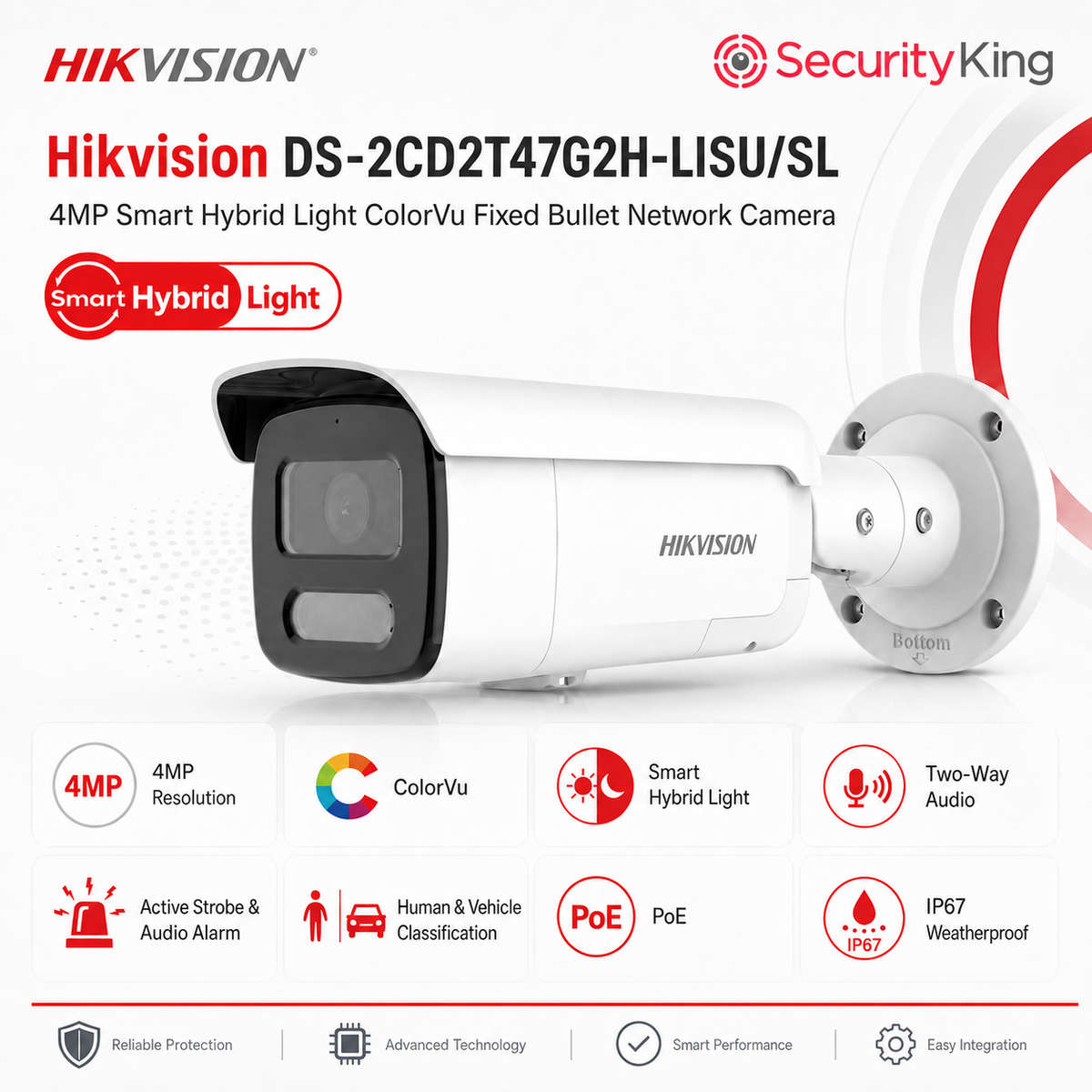 Hikvision 4 MP Smart Hybrid Light with ColorVu Fixed Bullet Network Camera
