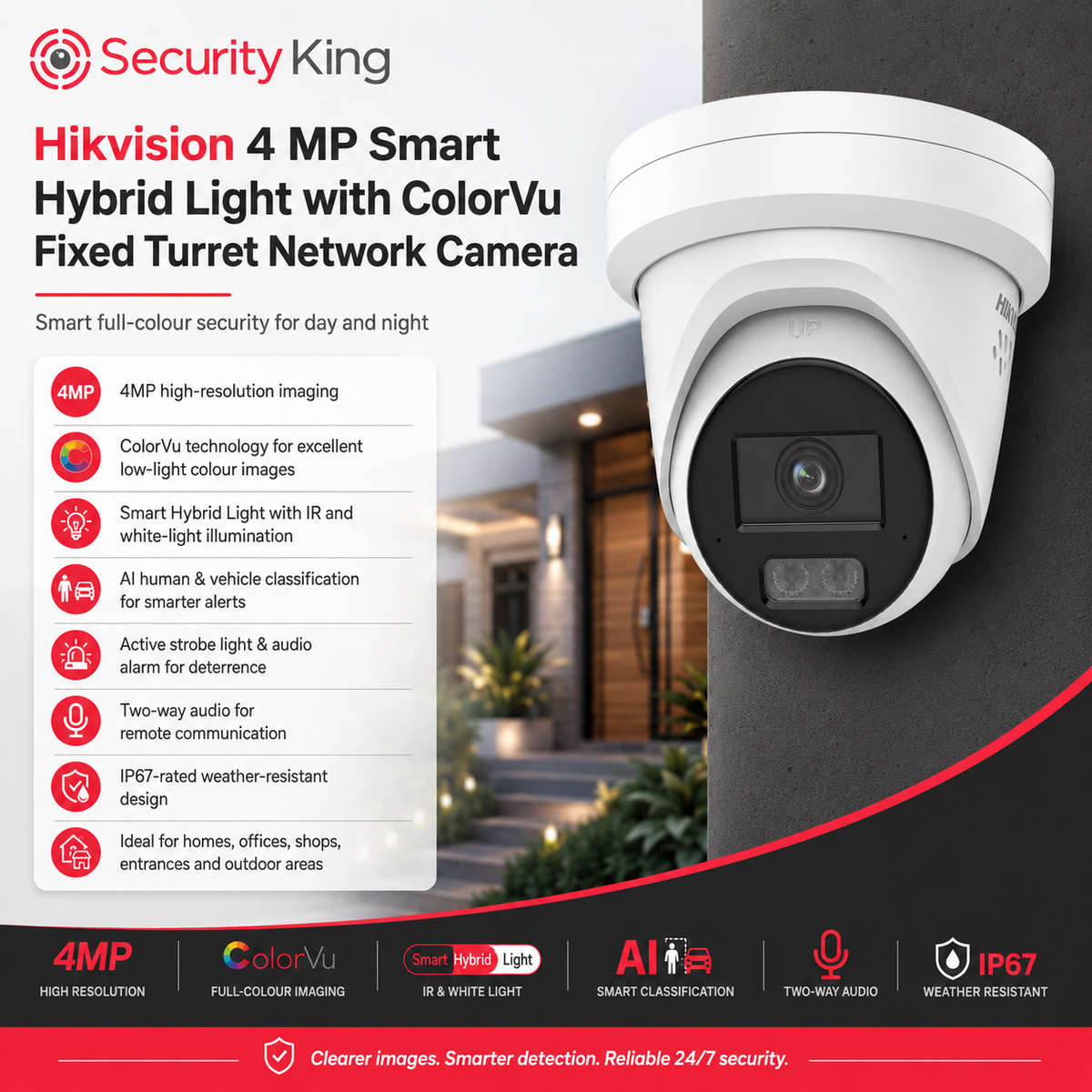 Hikvision 4 MP Smart Hybrid Light with ColorVu Fixed Turret Network Camera